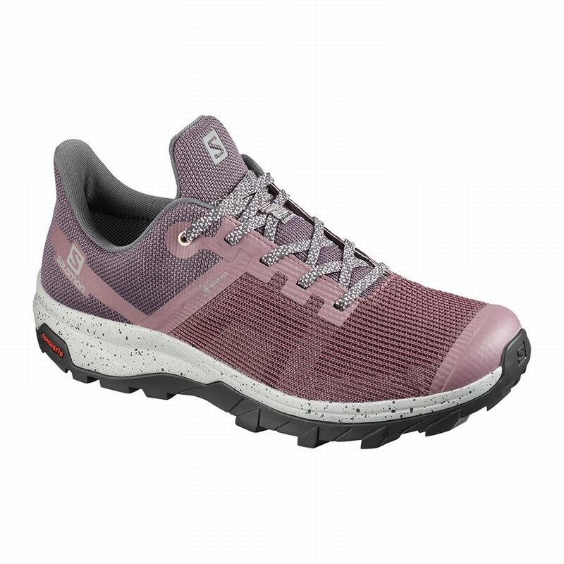 SALOMON OUTLINE PRISM GORE-TEX Philippines - Women's Hiking Shoes - Burgundy | 359701-UHO